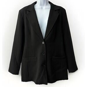 Linea By Louis Dell'Olio Womens L/S‎ Black 3 Button Blazer Sz12 Modern Chic